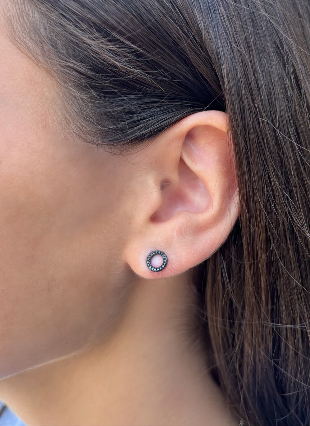 Black Open Circle Studs