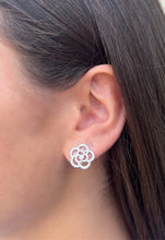 Load image into Gallery viewer, 14K Gold Diamond Medium Flower Stud Earrings
