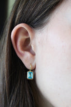 Load image into Gallery viewer, 14K Yellow Gold Blue Topaz Diamond Earrings
