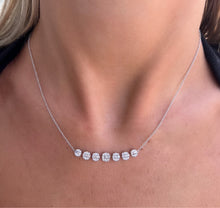 Load image into Gallery viewer, 14K White Gold Round Baguette Bar Necklace
