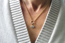 Load image into Gallery viewer, 14K Yellow Gold Rolo Chain 2ct Lab Grown Charm Necklace

