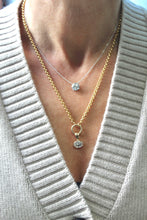 Load image into Gallery viewer, 14K Yellow Gold Rolo Chain 2ct Lab Grown Charm Necklace
