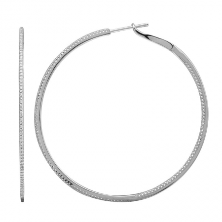 14K Gold Diamond Large Circle Hoops