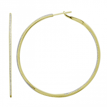 Load image into Gallery viewer, 14K Gold Diamond Large Circle Hoops
