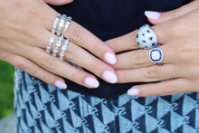 Load image into Gallery viewer, 14K White Gold Diamond Sapphire And Baguette Ring
