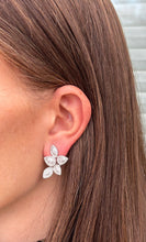 Load image into Gallery viewer, 14K White Gold Baguette Multi-Leaf Large Studs
