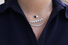 Load image into Gallery viewer, 14K White Gold Round Baguette Bar Necklace
