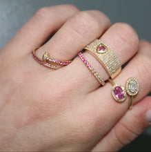 Load image into Gallery viewer, 14K Yellow Gold Diamond Pink Sapphire Nail Ring
