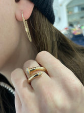 Load image into Gallery viewer, 14K Yellow Gold Large Nail Wrap Ring with Diamonds

