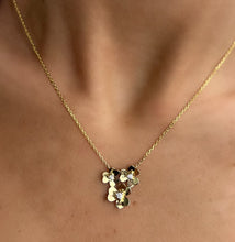 Load image into Gallery viewer, 14K Yellow Gold Triple Flower with Diamond Center Necklace
