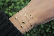 Load image into Gallery viewer, 14K Yellow Gold Puffy Hearts Bracelet
