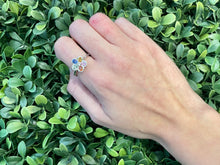 Load image into Gallery viewer, 14K White Gold Diamond and Multicolor Stone Flower Ring
