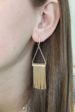 Load image into Gallery viewer, 14K Yellow Gold Diamond Bar Tassel Earrings

