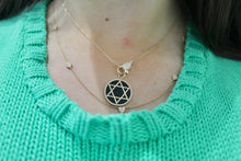 Load image into Gallery viewer, 14K Yellow Gold Black Star of David Charm
