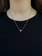 Load image into Gallery viewer, 14K White Gold Paperclip Chain With Diamond Heart

