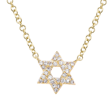 Load image into Gallery viewer, 14K Gold Small Diamond Star of David Necklace

