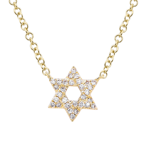 14K Gold Small Diamond Star of David Necklace