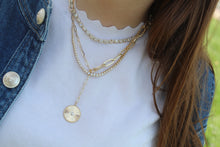 Load image into Gallery viewer, 14K Yellow Gold Diamond Paperclip Flued Pendant Necklace
