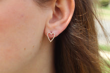 Load image into Gallery viewer, 14K Yellow Gold Diamond Elongated Heart Huggies
