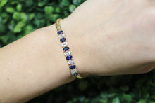 Load image into Gallery viewer, 14K Yellow Gold Oval Diamond and Sapphire Bracelet
