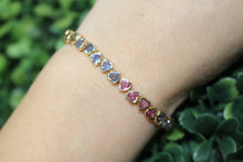 Load image into Gallery viewer, 14K Yellow Gold Multi Color Heart Bracelet
