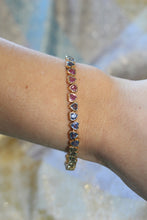 Load image into Gallery viewer, 14K Yellow Gold Multi Color Heart Bracelet
