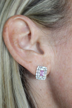 Load image into Gallery viewer, 14K Yellow Gold Diamond Baguettes with Pink Sapphire Center Studs
