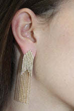 Load image into Gallery viewer, 14K Yellow Gold Diamond Tassel Earrings
