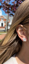 Load image into Gallery viewer, 14K White Gold Diamond Cluster Earrings
