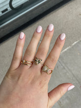 Load image into Gallery viewer, 14K Yellow Gold Half Diamond Band Panther Ring
