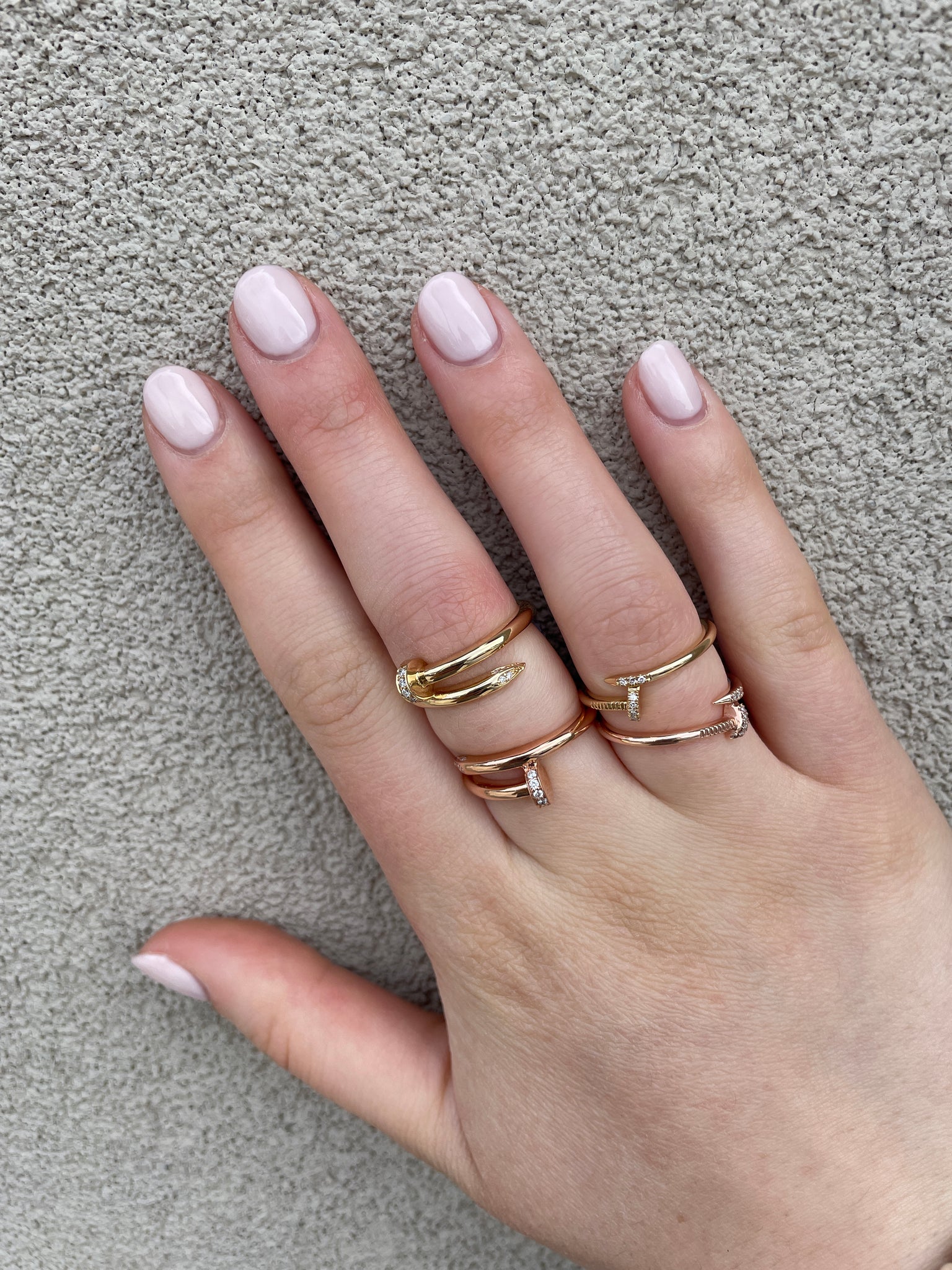 14K Gold Thin Diamond Nail Ring