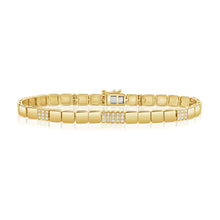 Load image into Gallery viewer, 14K Yellow Gold Diamond Square Bracelet
