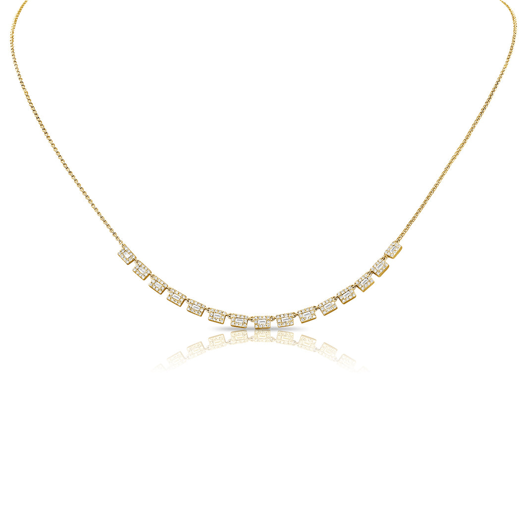 14k Small Diamond Baguette Necklace