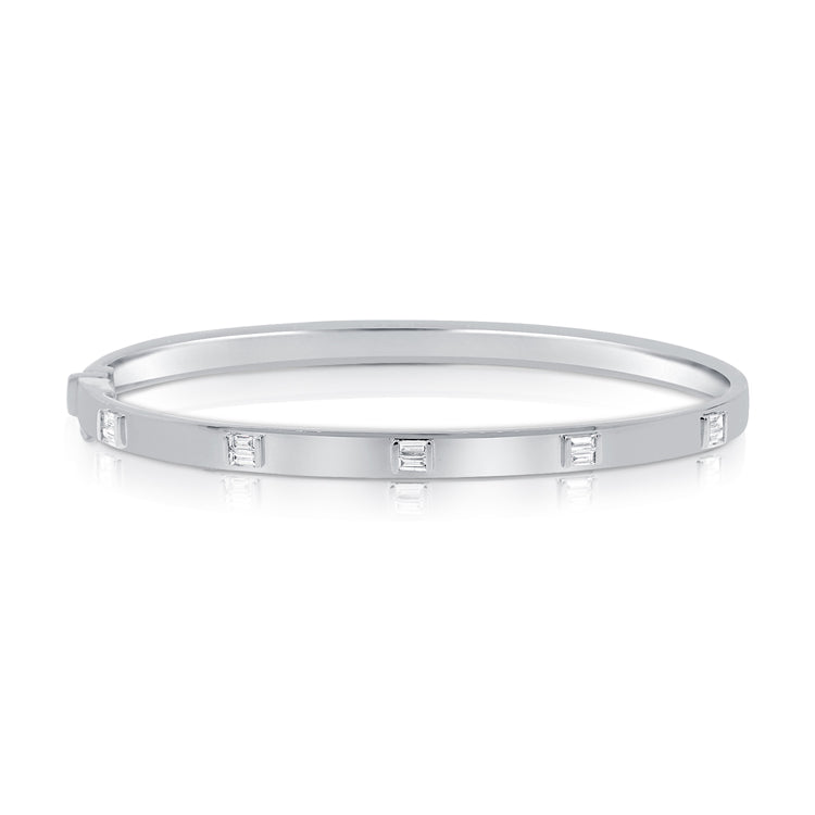 14K Gold Baguette Diamond Bangle