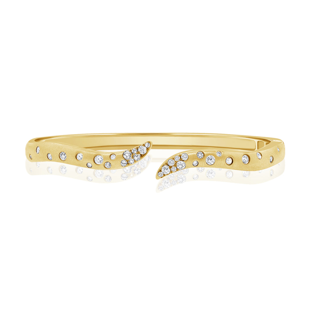 14K Brushed Gold Confetti Collection Wavy Diamond Bangle