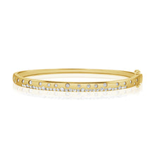 Load image into Gallery viewer, 14K Gold Confetti Collection Brushed Gold and Diamond Bangle
