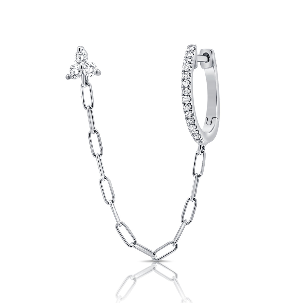 14K Gold Diamond Cluster and Huggie Earring (second hole)