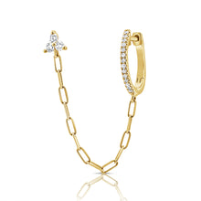 Load image into Gallery viewer, 14K Gold Diamond Cluster and Huggie Earring (second hole)
