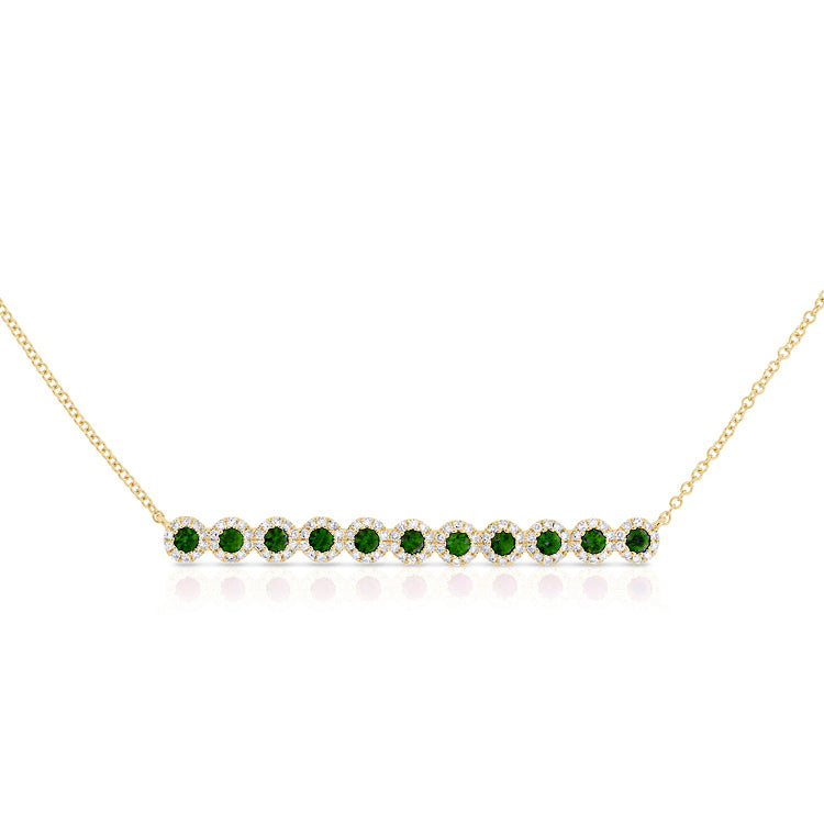 14K Gold Diamond with Emerald Circles Necklace