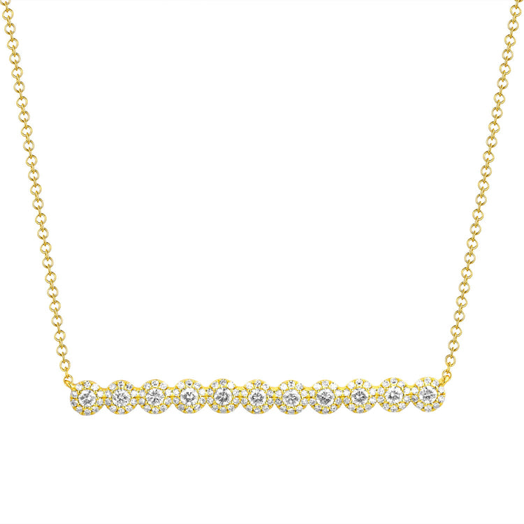 14K Gold Diamond Circle Bar Necklace