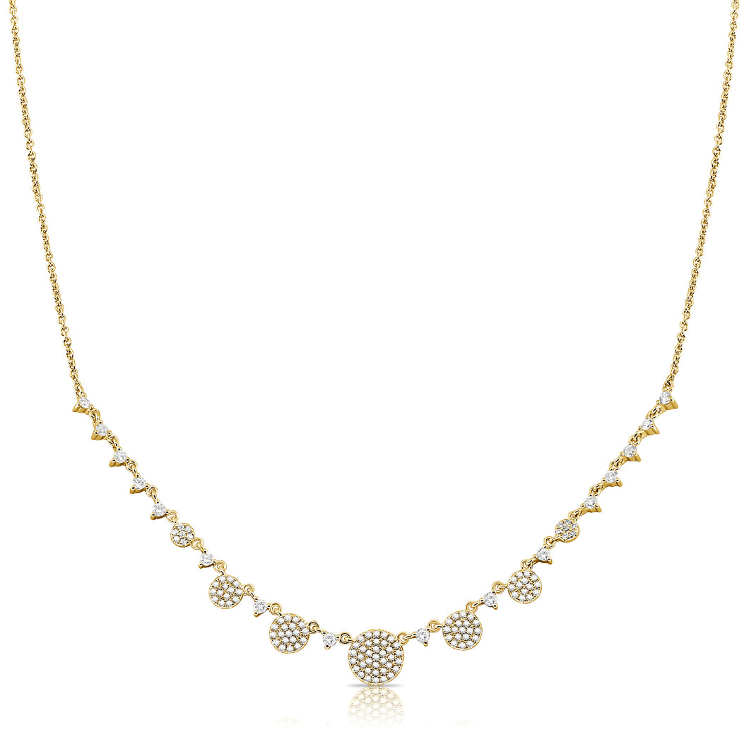 14K Yellow Gold Diamond Circles Necklace