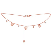 Load image into Gallery viewer, 14K Rose Gold Alternate Heart and Bezel Necklace
