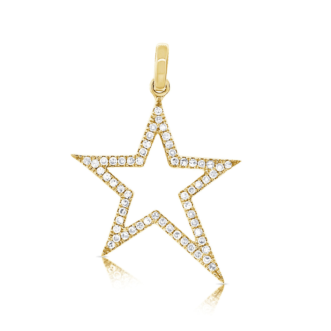 14K Gold and Diamond Open Star Charm