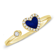 Load image into Gallery viewer, 14K Gold Lapis Open Heart and Diamond Ring
