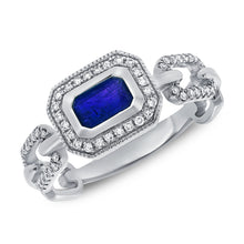 Load image into Gallery viewer, 14K White Gold and Sapphire Chain Ring
