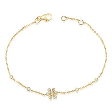 Load image into Gallery viewer, 14K Gold Diamond Flower Bezel Bracelet
