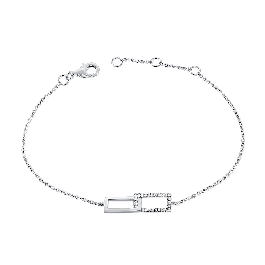 14K Gold Diamond Rectangle Link Bracelet
