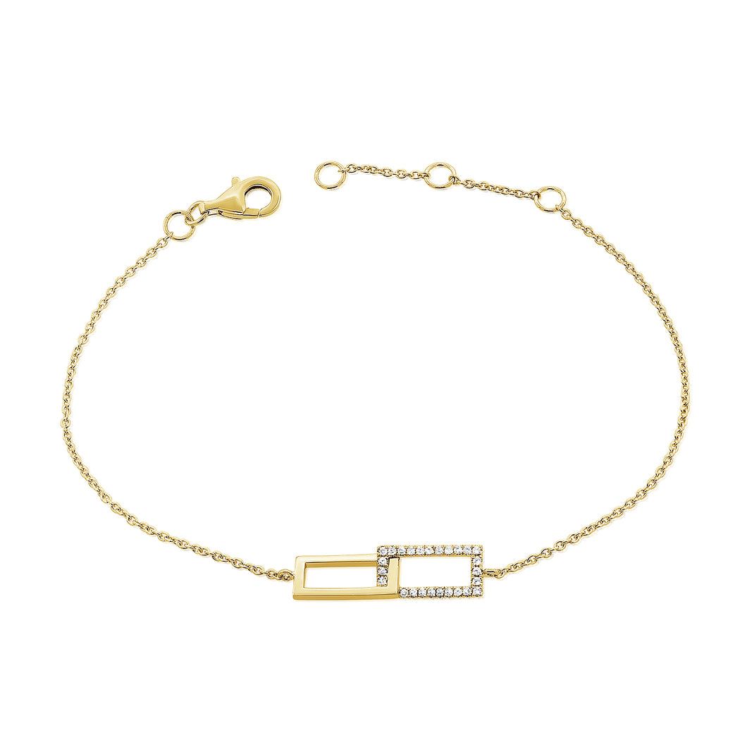 14K Gold Diamond Rectangle Link Bracelet