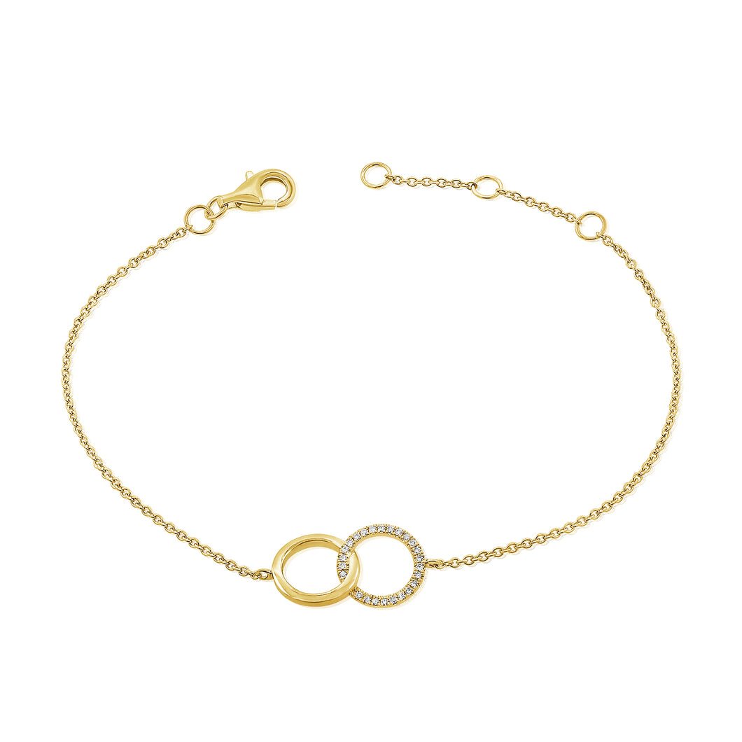 14K Gold Circle Diamond Link Bracelet