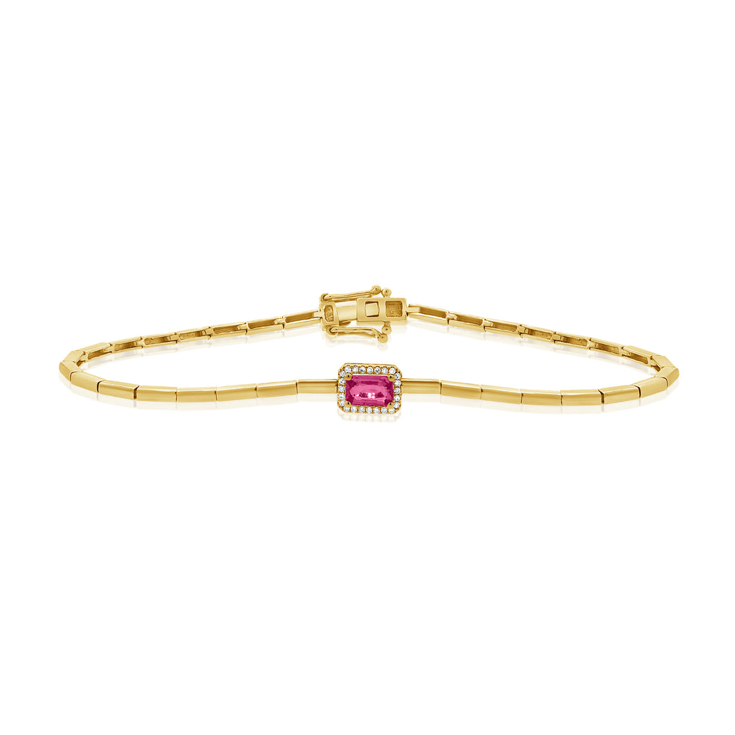 14K Yellow Gold Flexible Pink Sapphire Bracelet